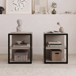 Hanah Home Echo - Juego de 2 mesas auxiliares Moca claro